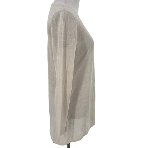 Eileen Fisher Petite Organic Linen Asymmetrical Sweater Size Petite - Picture 5 of 7